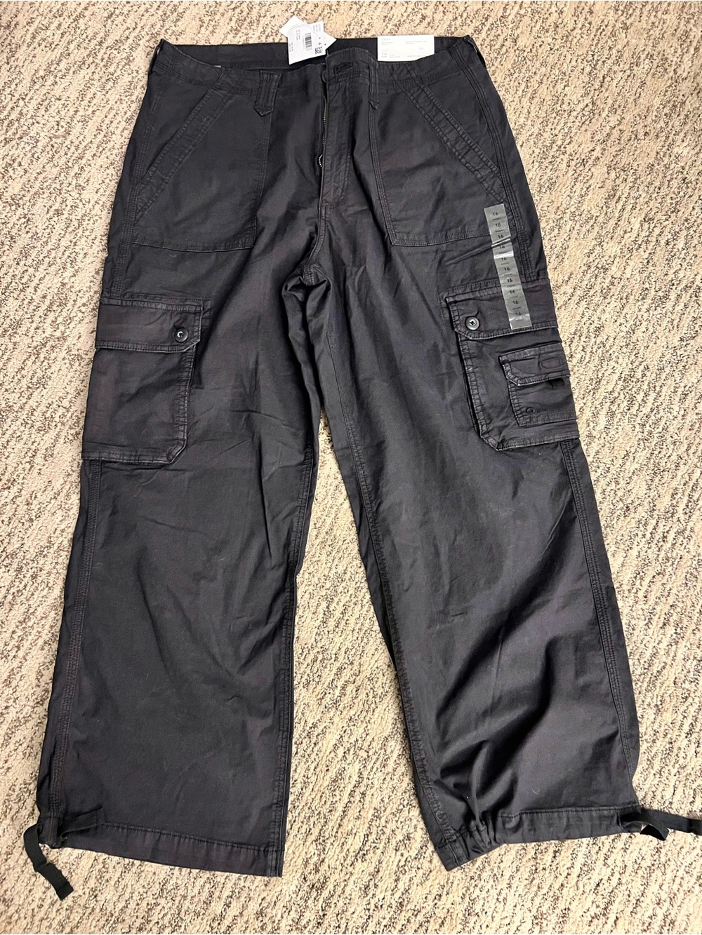 NWT American Eagle Baggy Jogger Stretch Black Cargo Pants